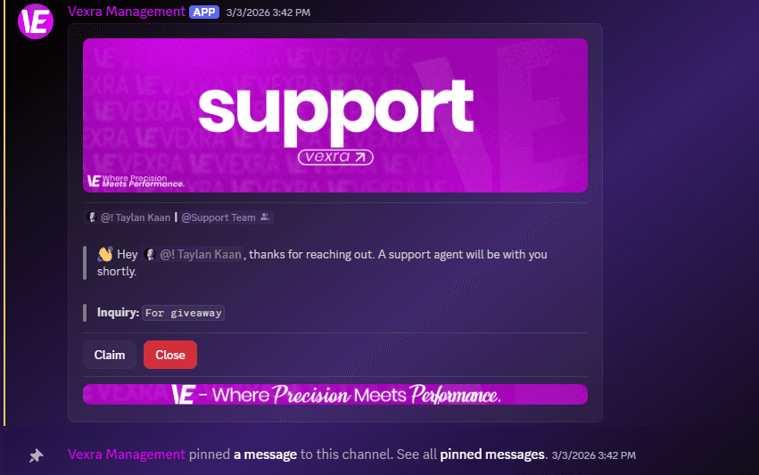 Vexra Management — Support